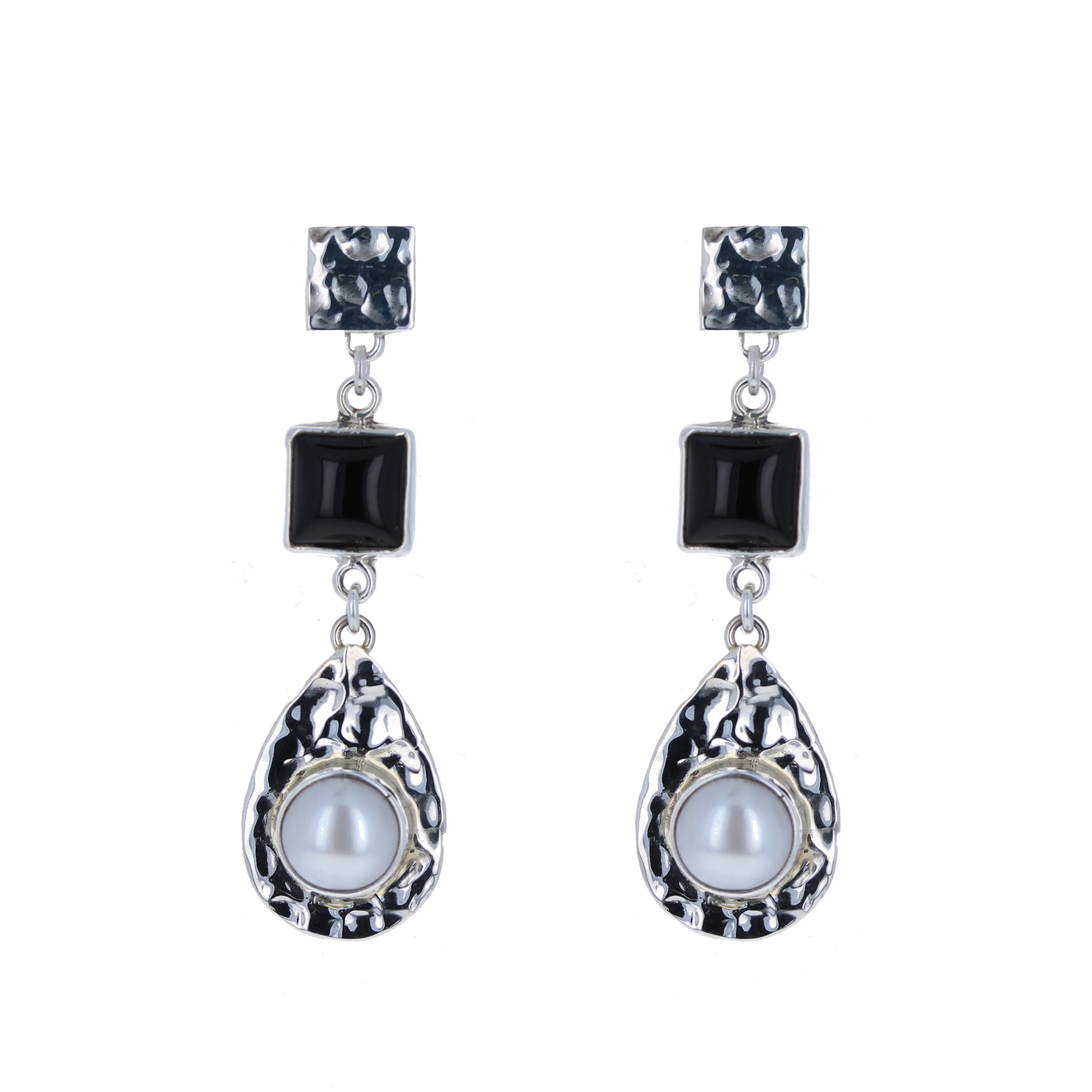 Black and White Drop Earrings