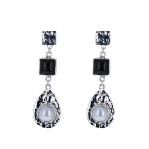 Black and White Drop Earrings