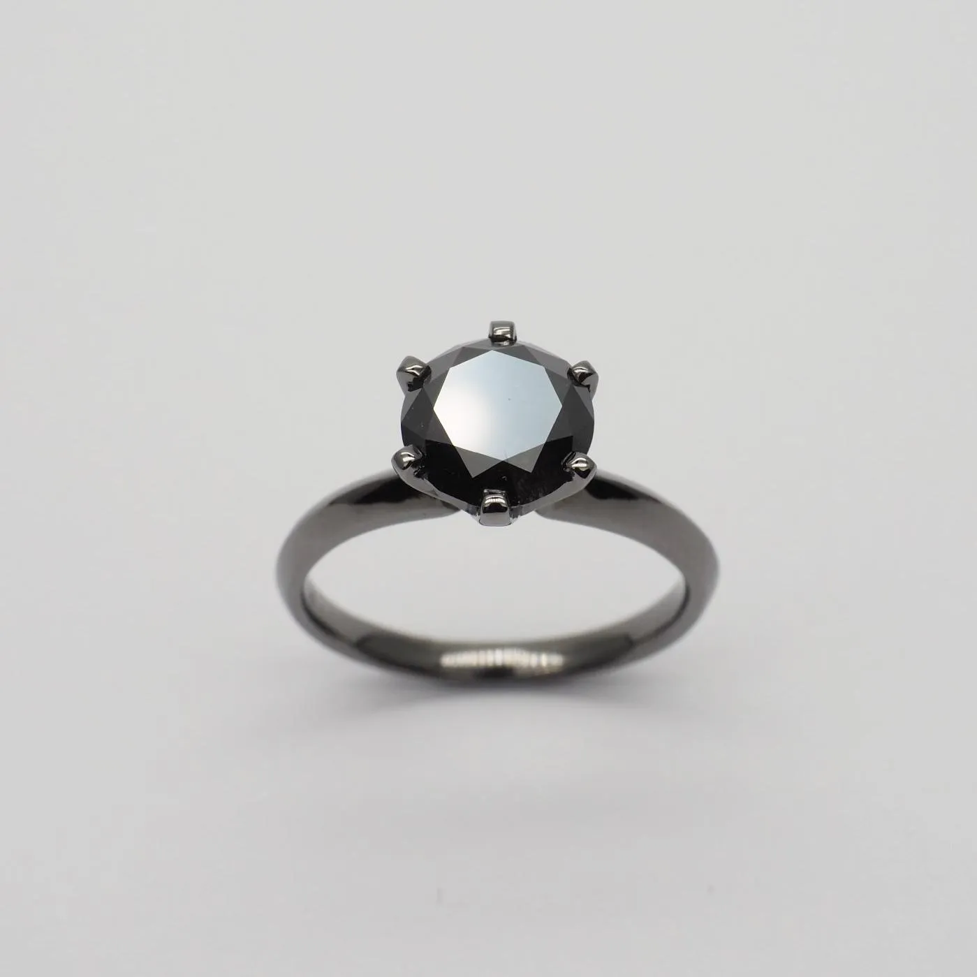 Black Diamond Ring, 18k Black Gold 2.55ct Natural Black Diamond with GIA cert