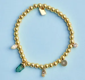 Bracelet Gold Stretch-Mystics Mixed Charms