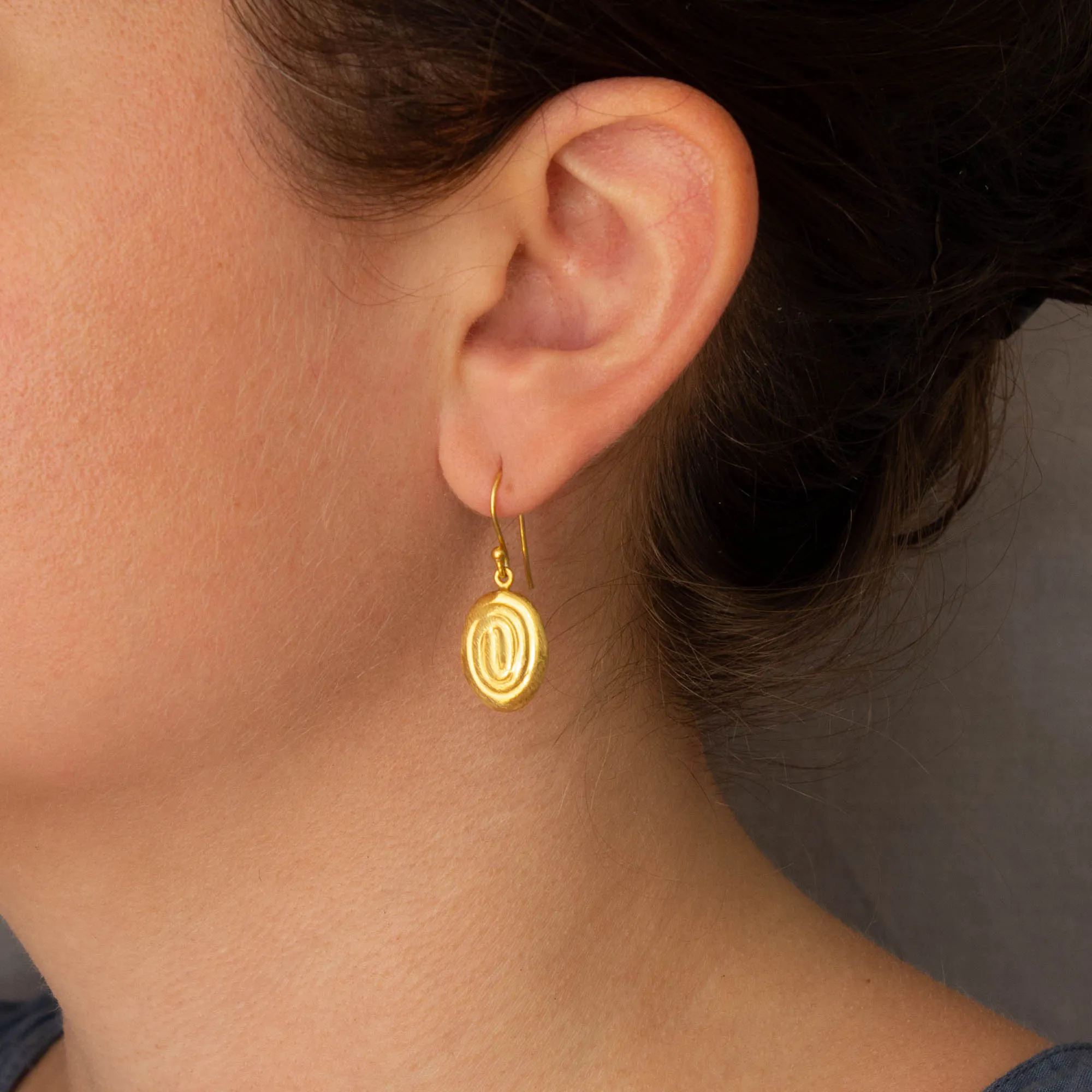 Brushed Gold Spiral Earrings