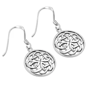 Celtic Knot Round Silver Earrings