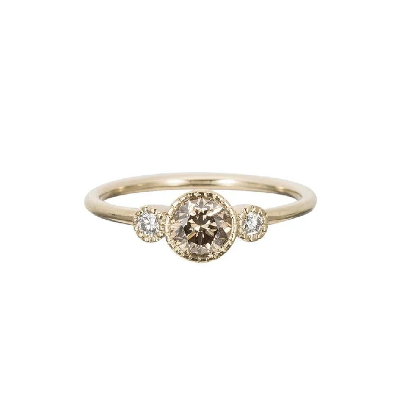 Champagne Diamond Round Ring