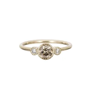 Champagne Diamond Round Ring