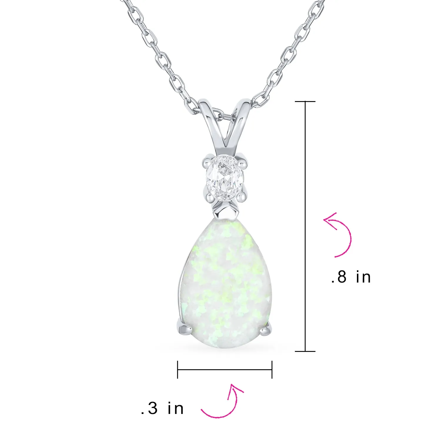 Classic Gemstone CZ Infinity Teardrop Opal Pendant Necklace Rose Gold Sterling Silver