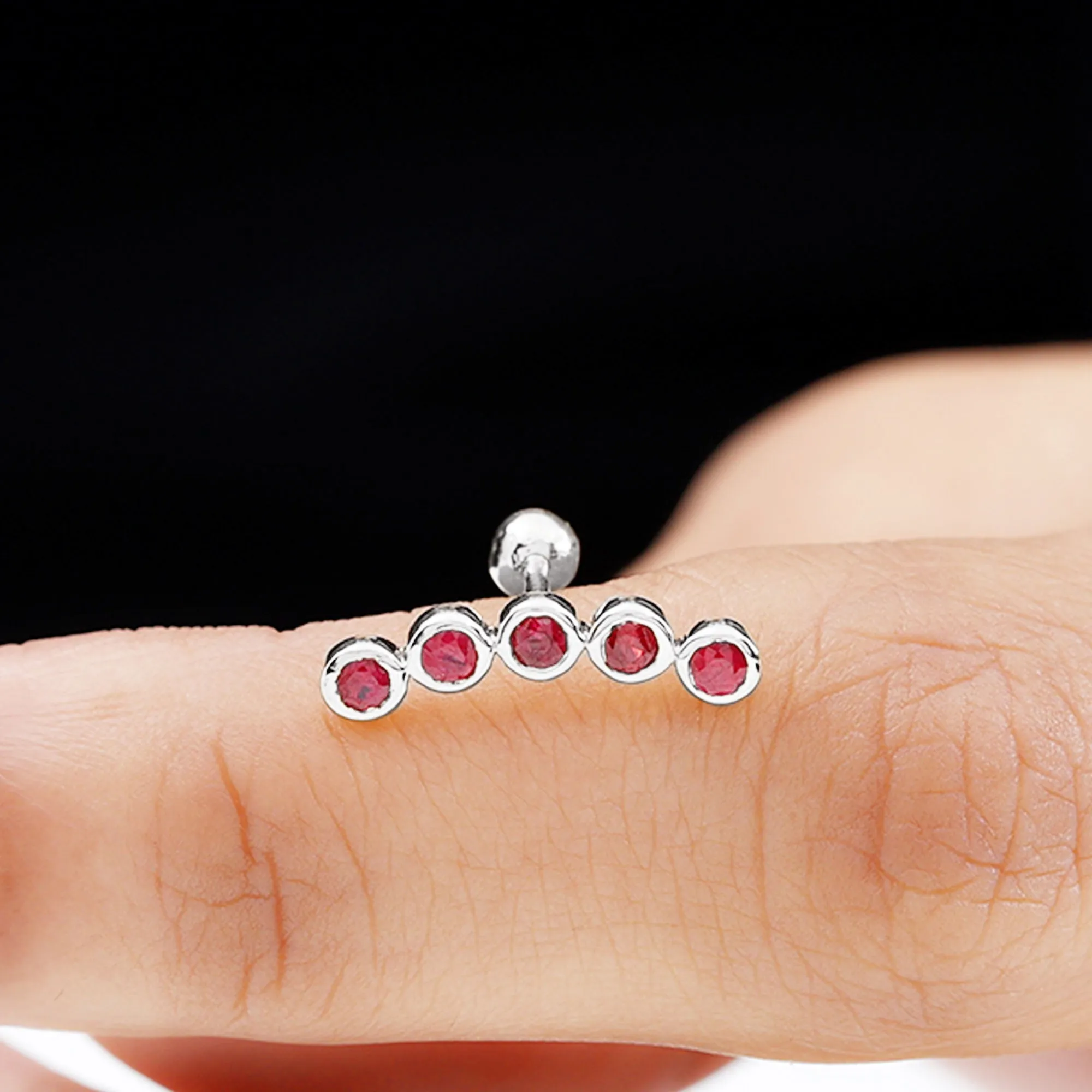 Climber Earrings with Bezel Set Ruby