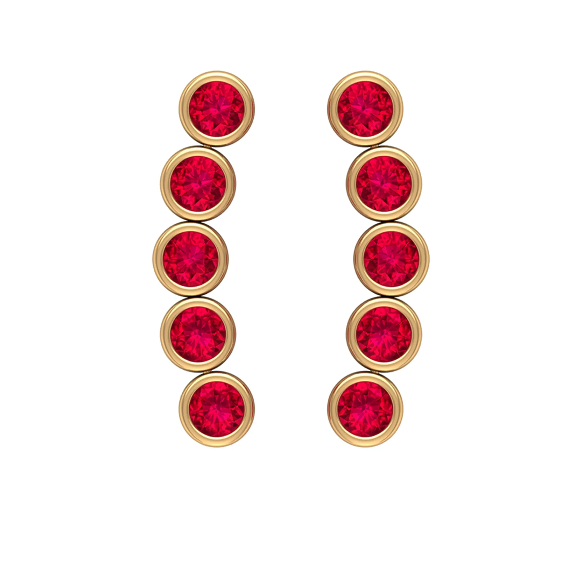 Climber Earrings with Bezel Set Ruby