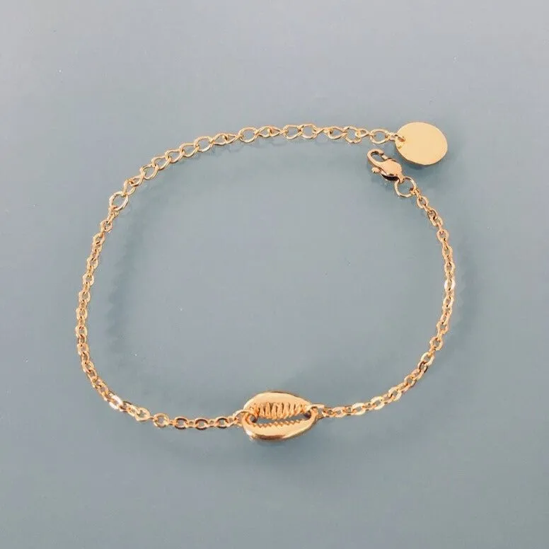 Clover 24K Gold Plated Seashell Bracelet | Golden Bracelet | Gift Idea | Shell Bracelet | Gift Jewellery | Gold Woman Jewellery