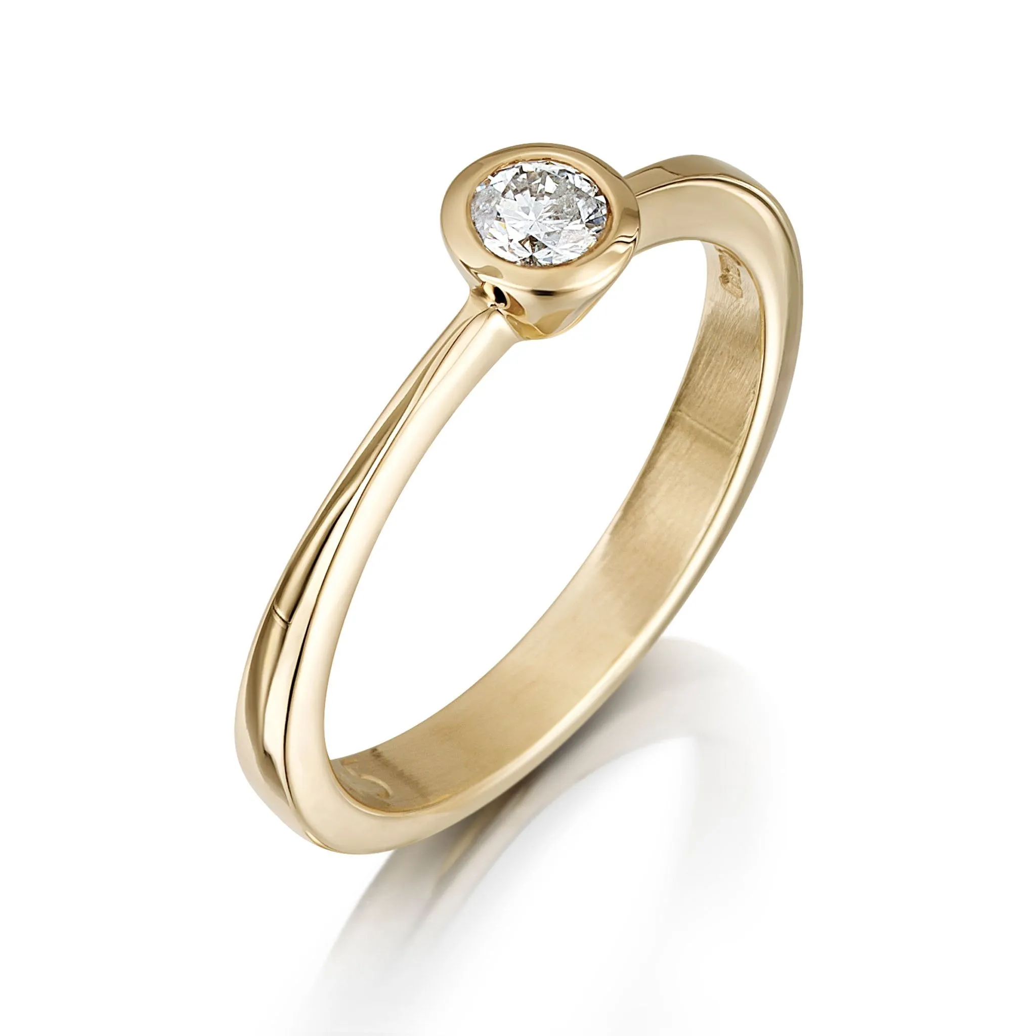 Contemporary 0.15ct Solitaire Diamond Ring in 9ct Yellow Gold