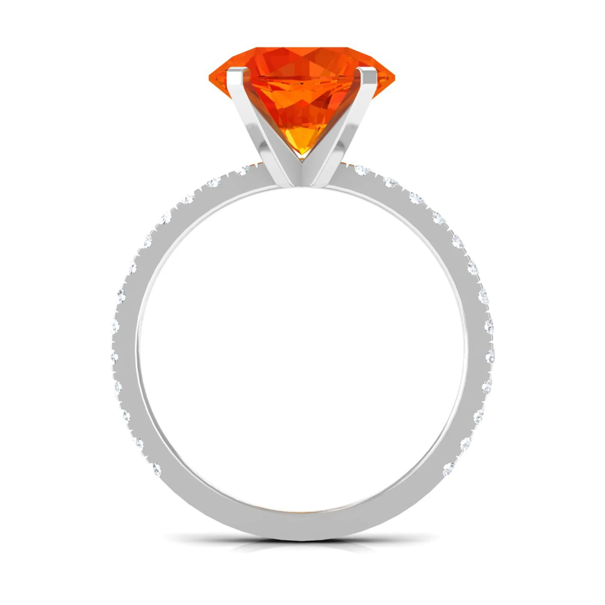 Created Orange Sapphire Solitaire Engagement Ring with Diamond