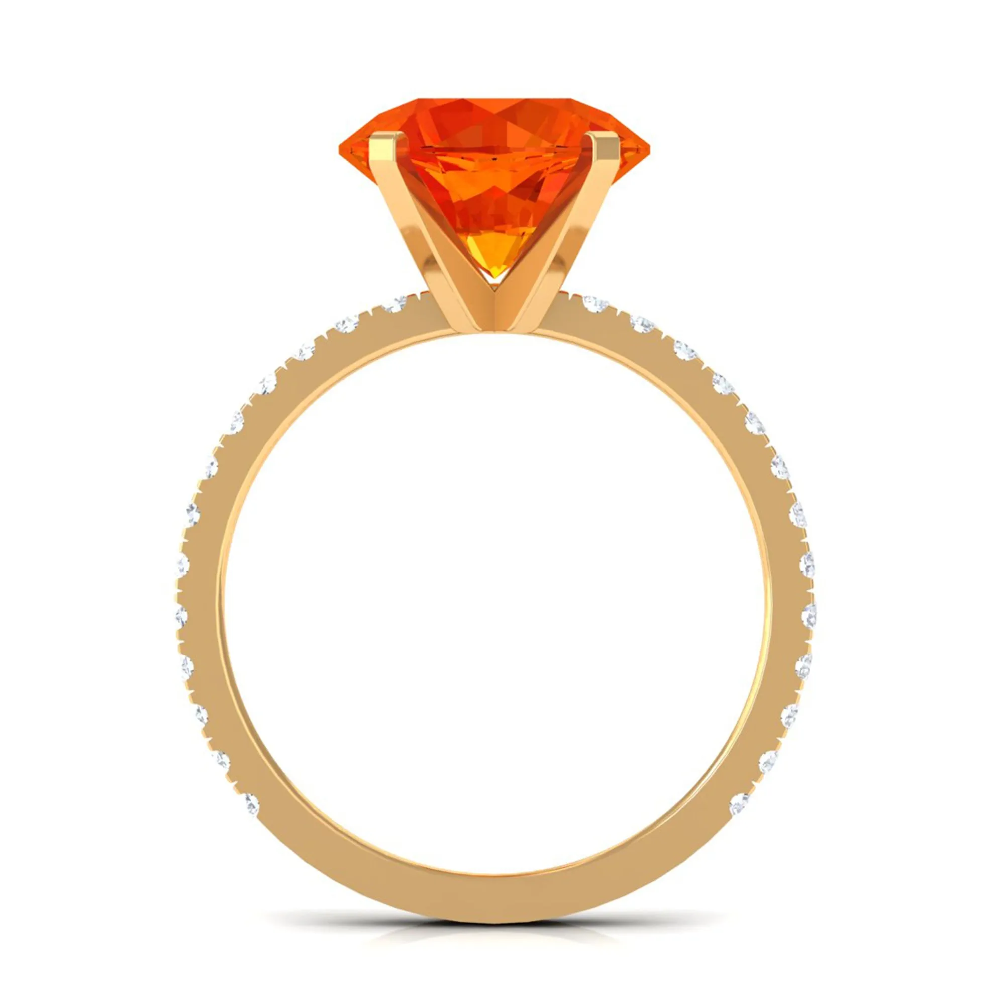 Created Orange Sapphire Solitaire Engagement Ring with Diamond