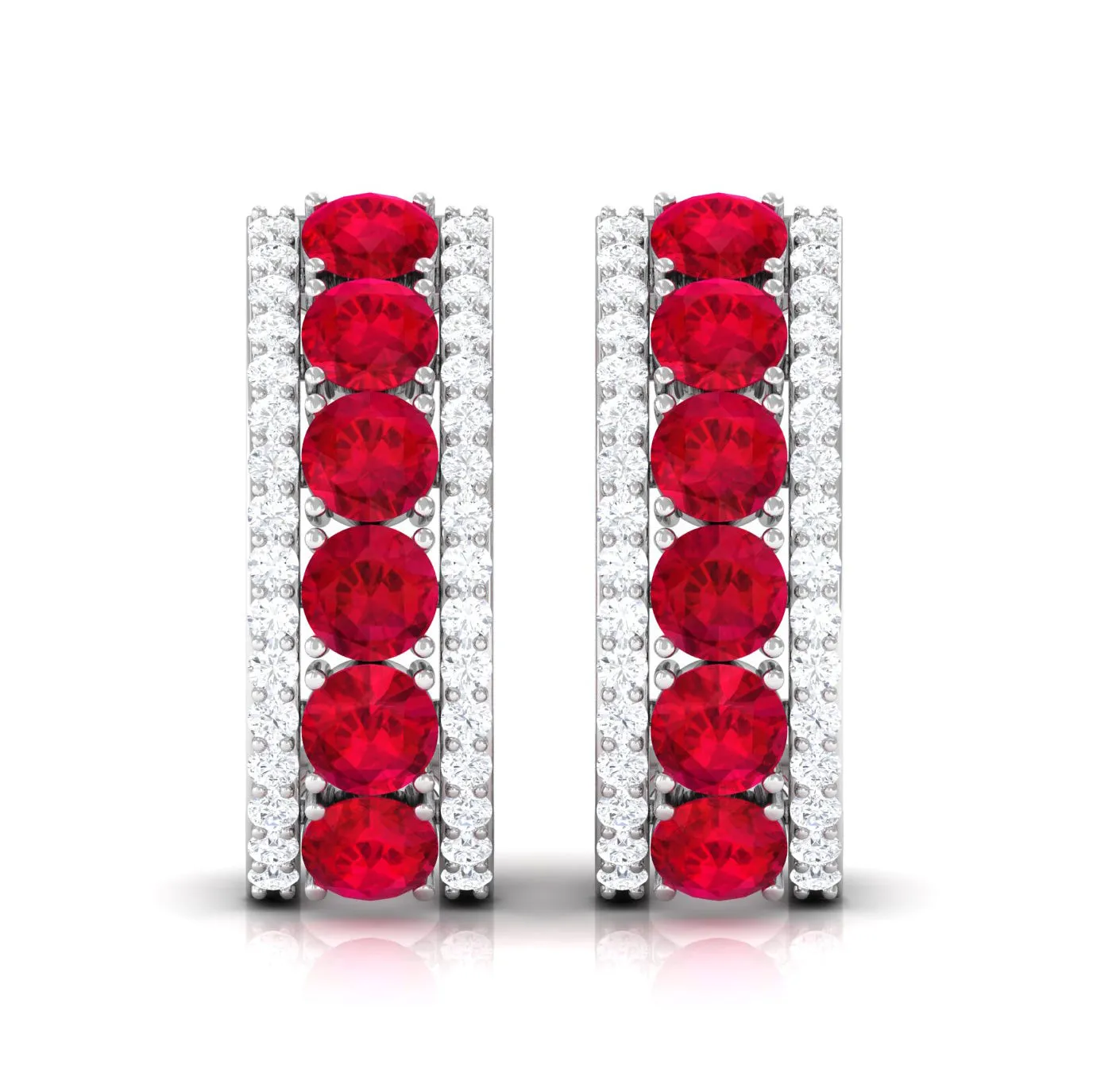 Created Ruby J Hoop Earrings with Diamond Accent