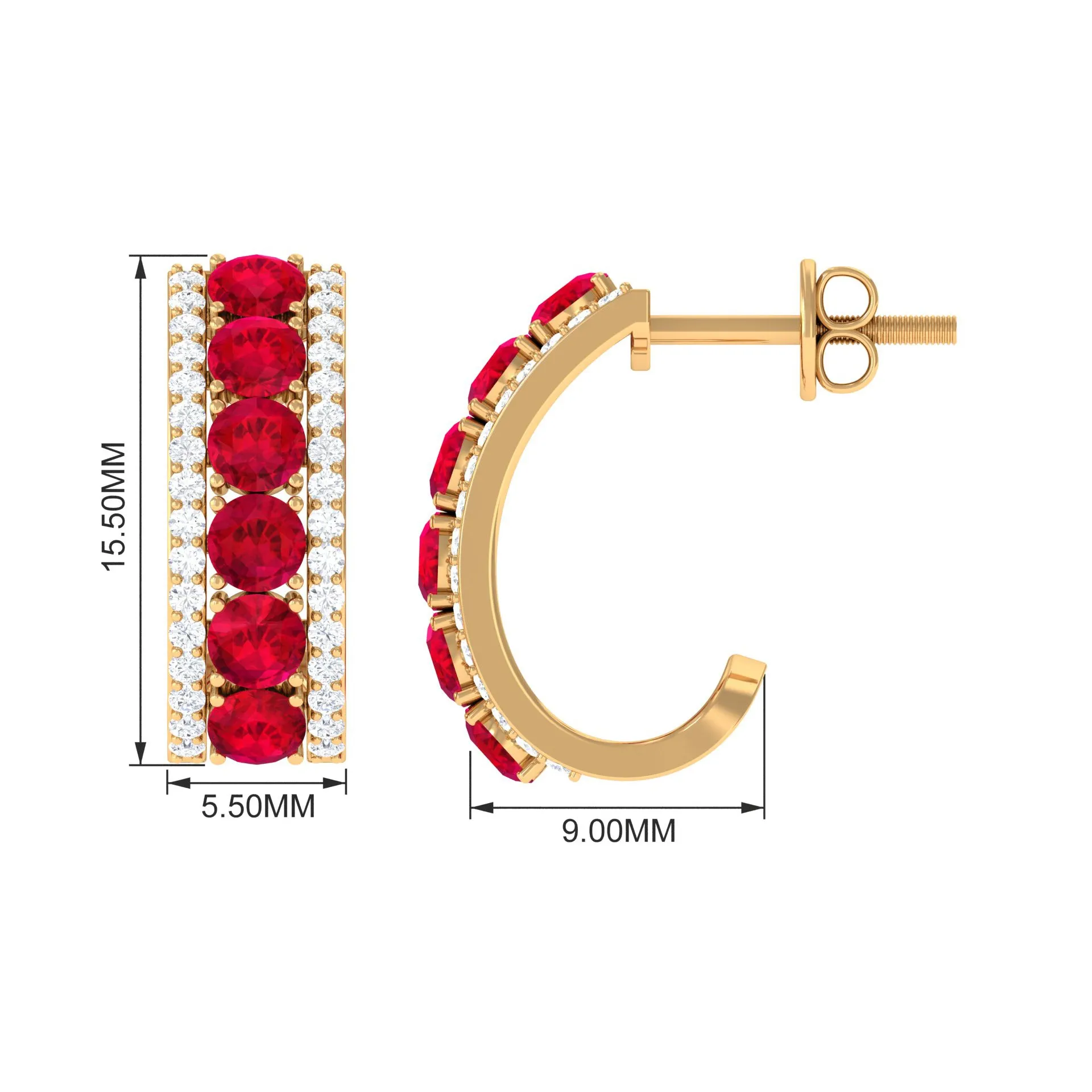 Created Ruby J Hoop Earrings with Diamond Accent