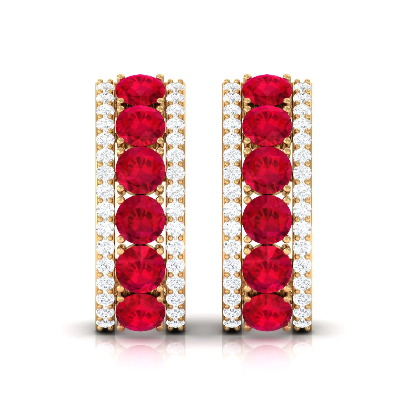 Created Ruby J Hoop Earrings with Diamond Accent