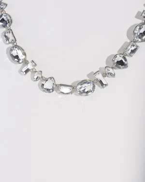 Crystal Chunky Shape Choker Necklace