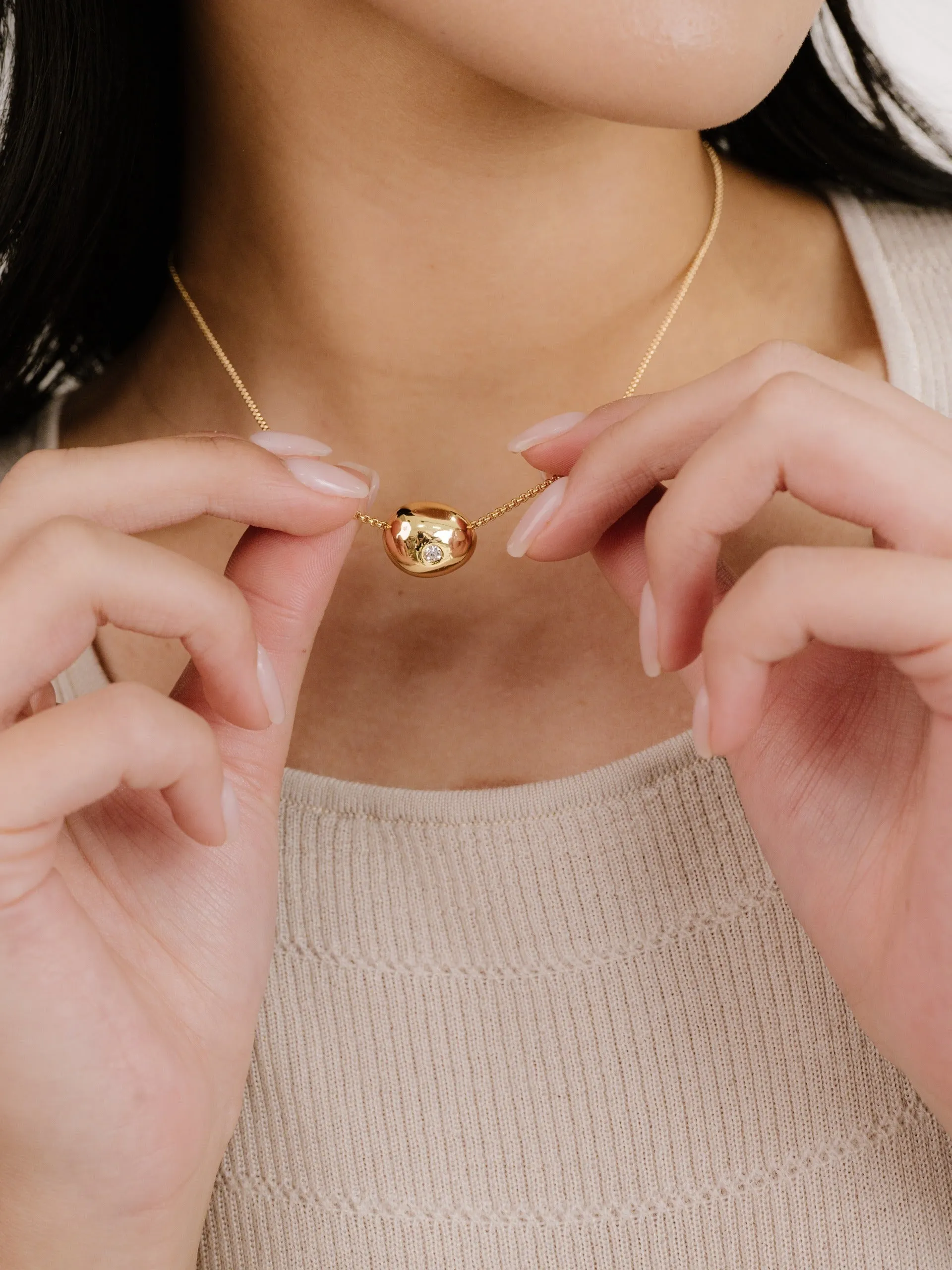 Crystal Dot Pebble Pendant Necklace