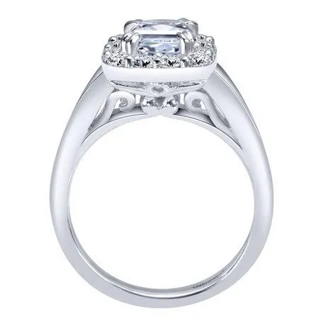 Cushion Cut Halo Diamond Ring 14K White Gold .47Cttw 143A