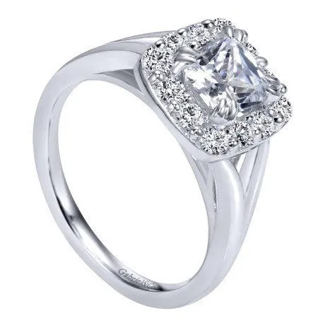 Cushion Cut Halo Diamond Ring 14K White Gold .47Cttw 143A