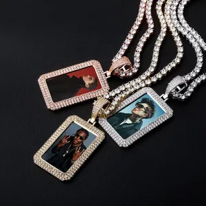 custom photo square medallion pendant hip hop fashion jewelry