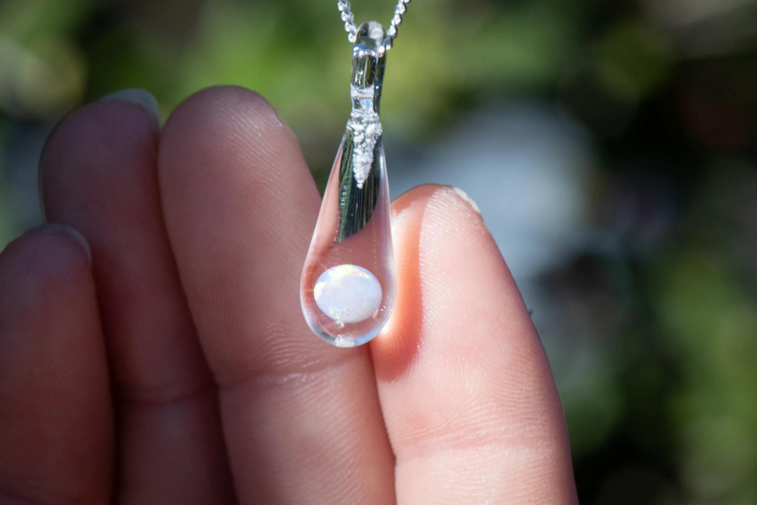 Dainty Drop Pendant with Opal