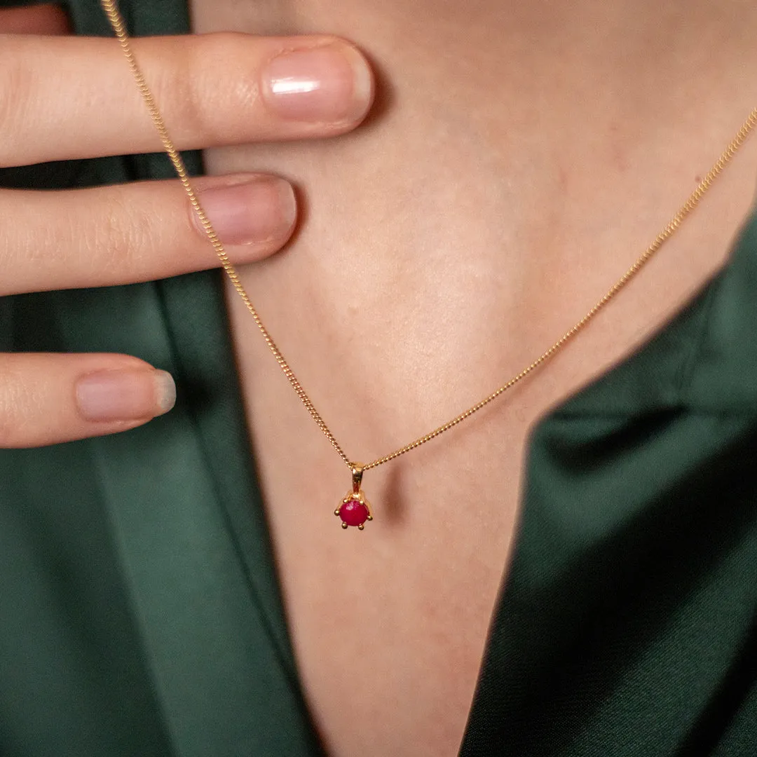 Dainty Ruby Charm Necklace in Gold