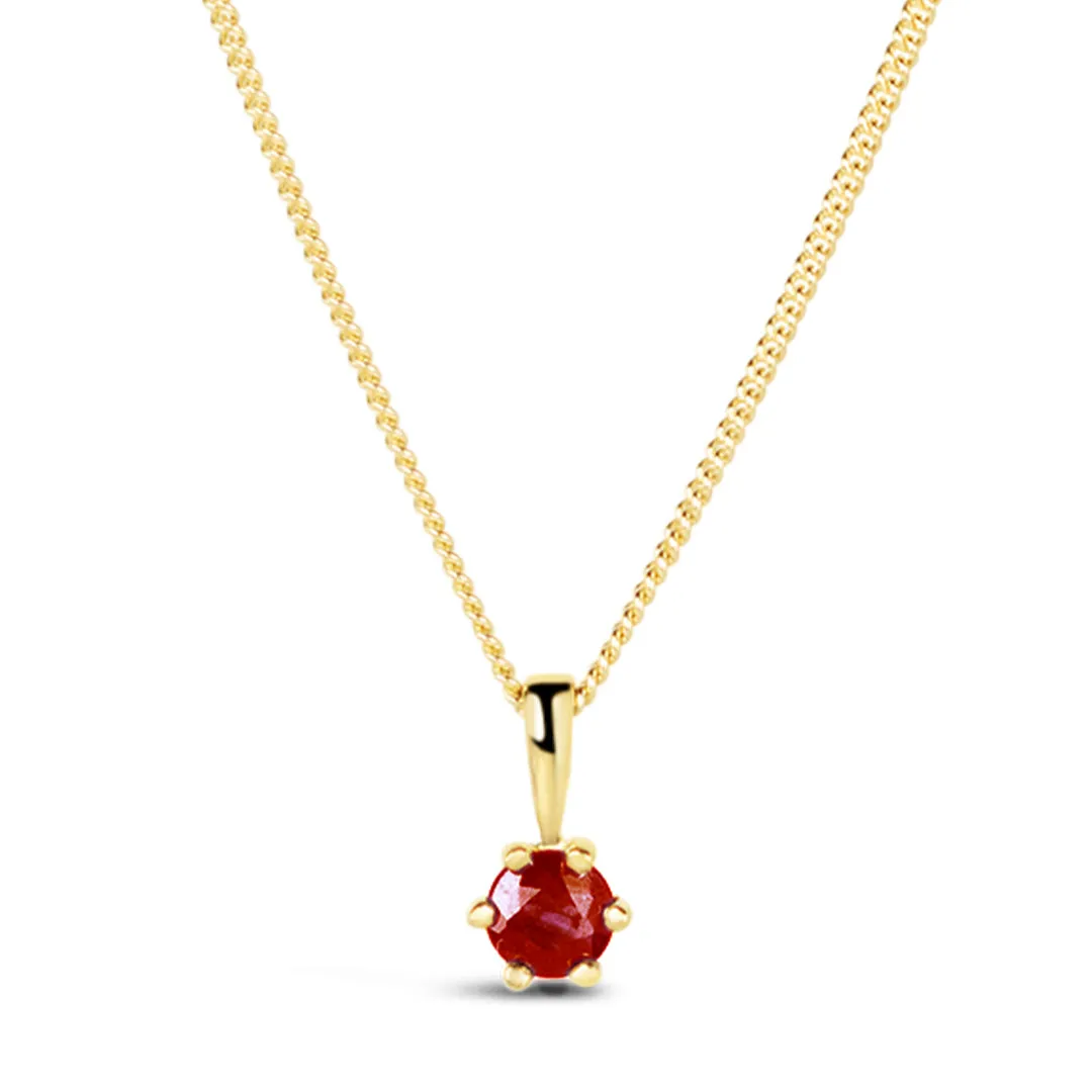 Dainty Ruby Charm Necklace in Gold