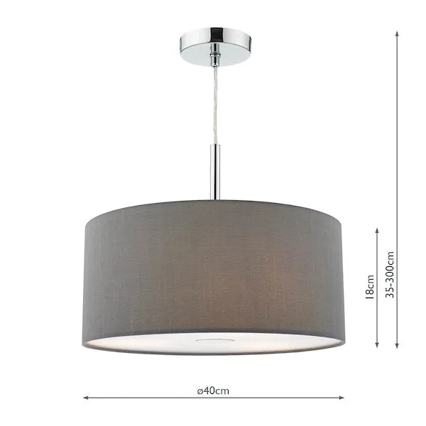 Dar Ronda 40cm 3 Light  Pendant Slate Grey