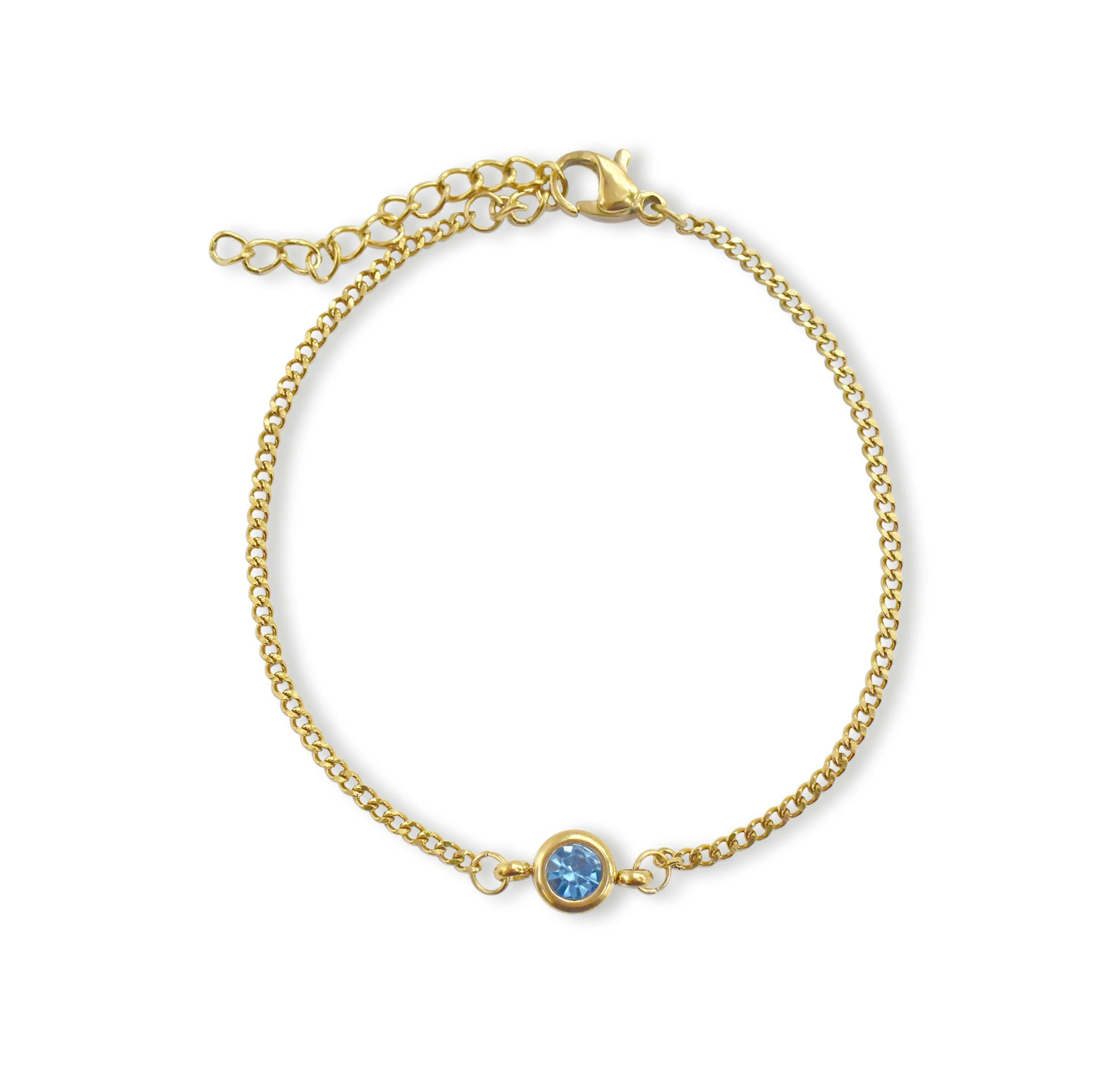 DELILAH GOLD DAINTY BLUE TOPAZ BIRTHSTONE BRACELET - DECEMBER