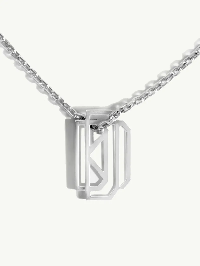 Diaboli Kill Monogram Tag Pendant In 18K White Gold