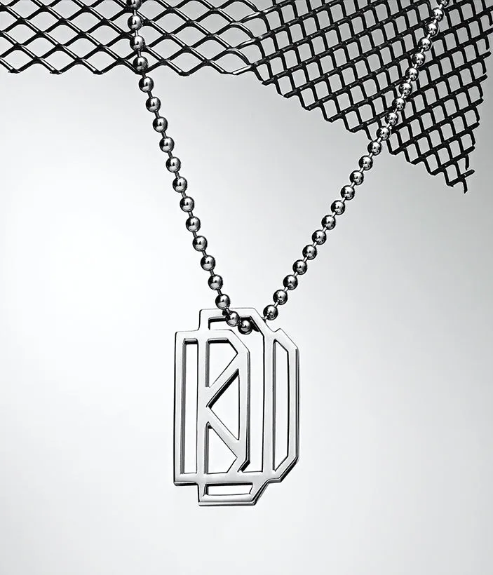 Diaboli Kill Monogram Tag Pendant In 18K White Gold