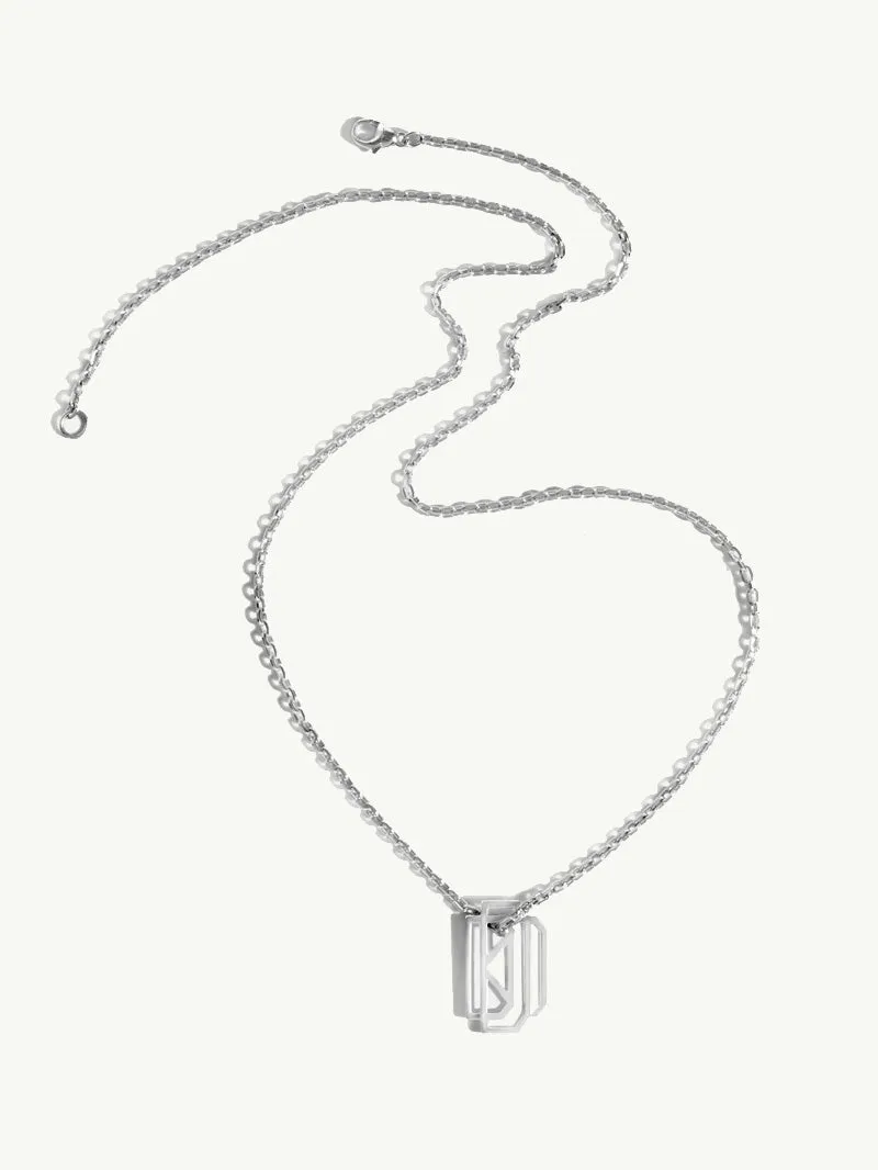 Diaboli Kill Monogram Tag Pendant In 18K White Gold