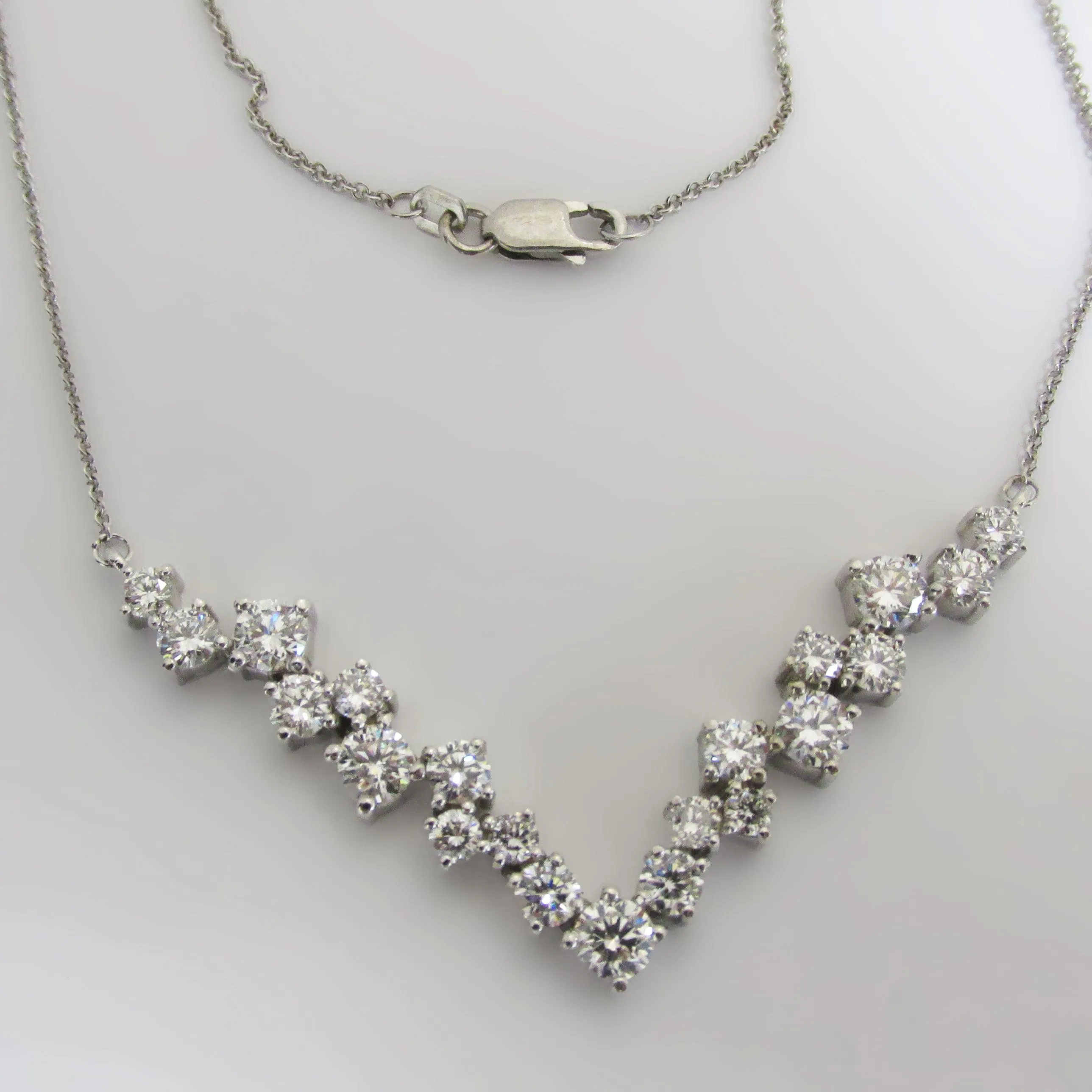 Diamond V Necklace 14k White Gold 4.4 ct. tw