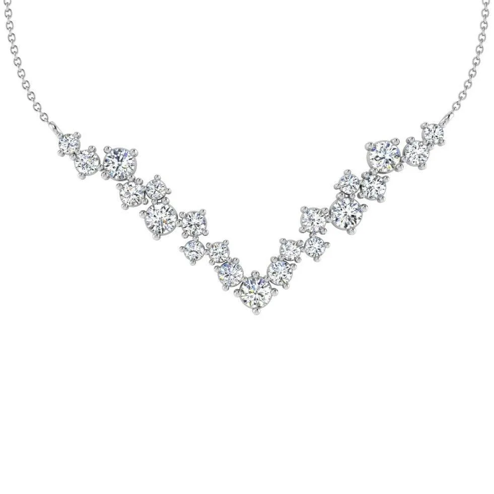 Diamond V Necklace 14k White Gold 4.4 ct. tw