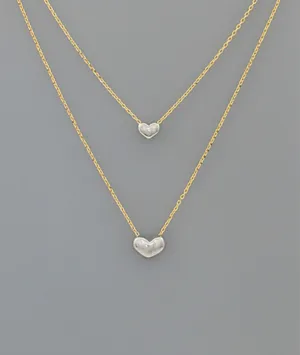 Double Hearts Two-Tone Gold-Plated Necklace