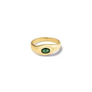 Duplus Ring Yellow Gold - Green Sapphire