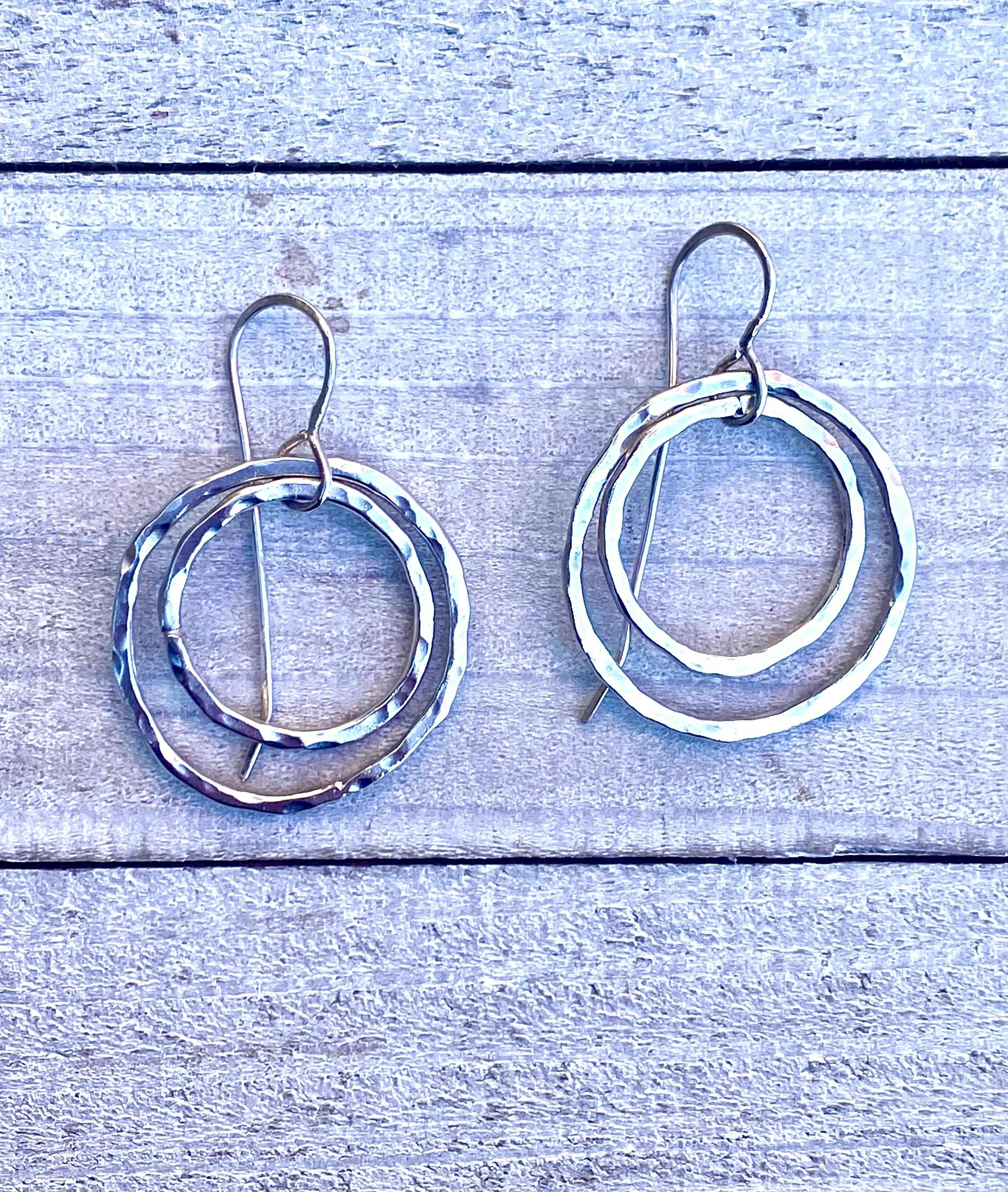 Em'z Blendz Solid Sterling Silver Circle Earrings | Handcrafted Jewelry