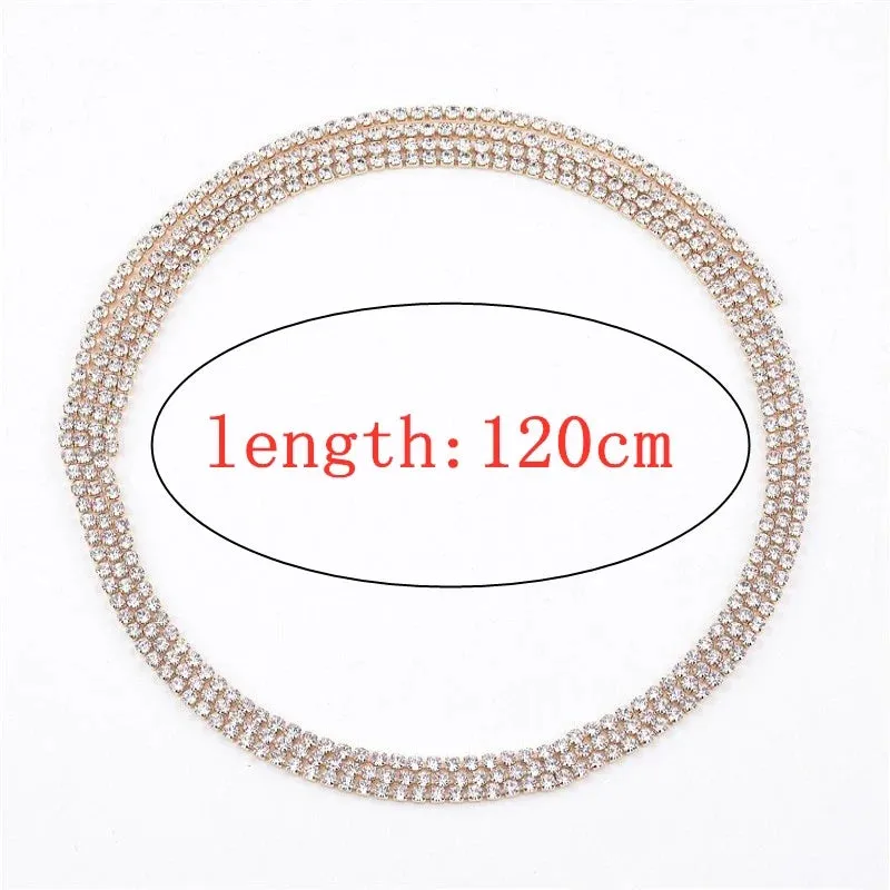 European Wild Crystal Rhinestone Chokers Flash Clavicle Thin Long Party Necklake