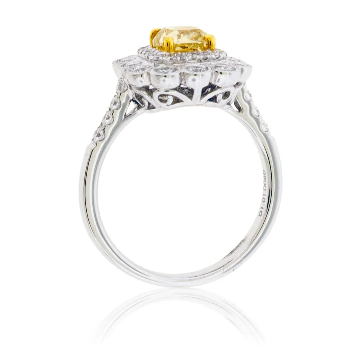 Fancy Natural Yellow Diamond & Diamond Burst Halo Ring