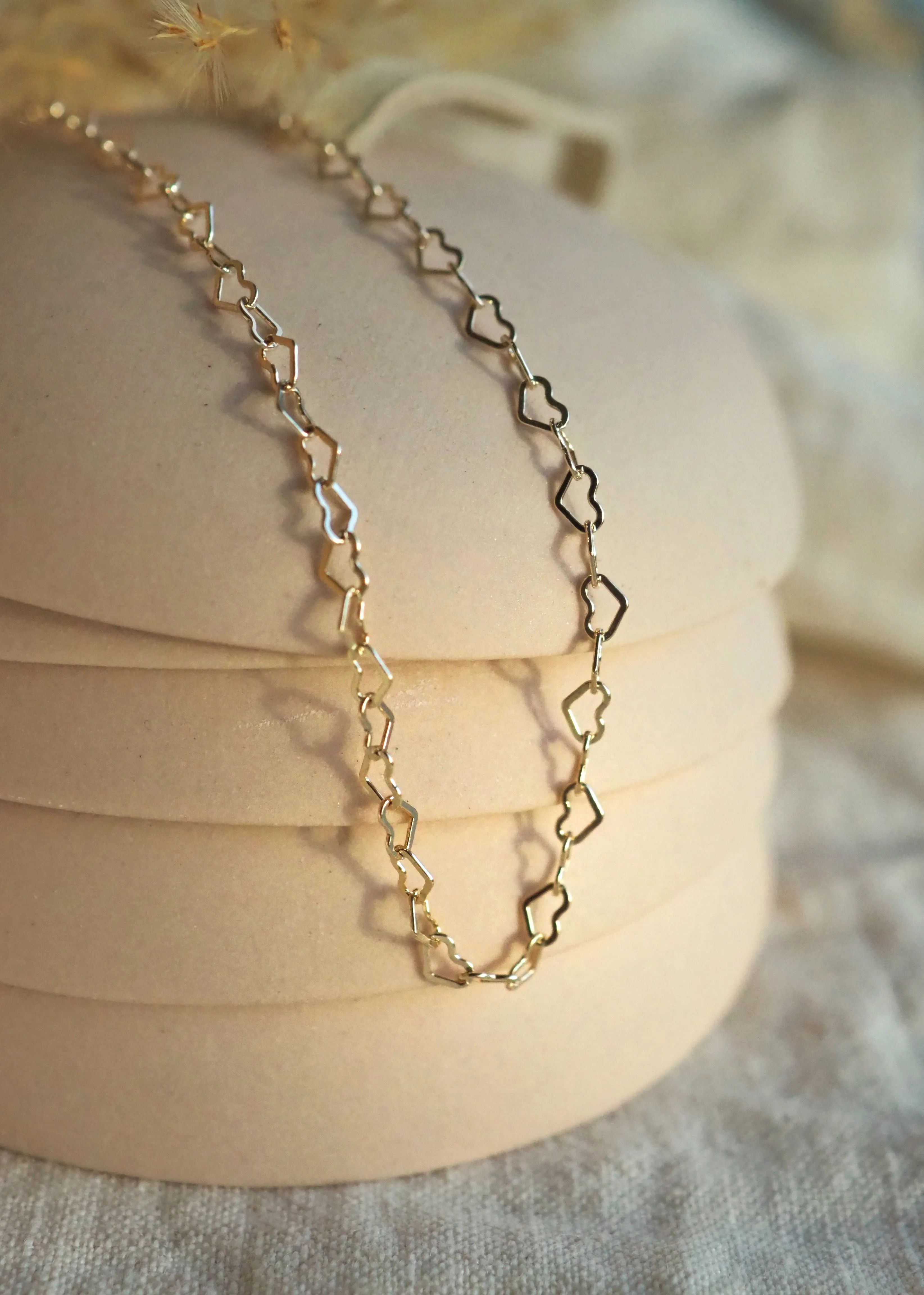 Flat Heart Chain Necklace