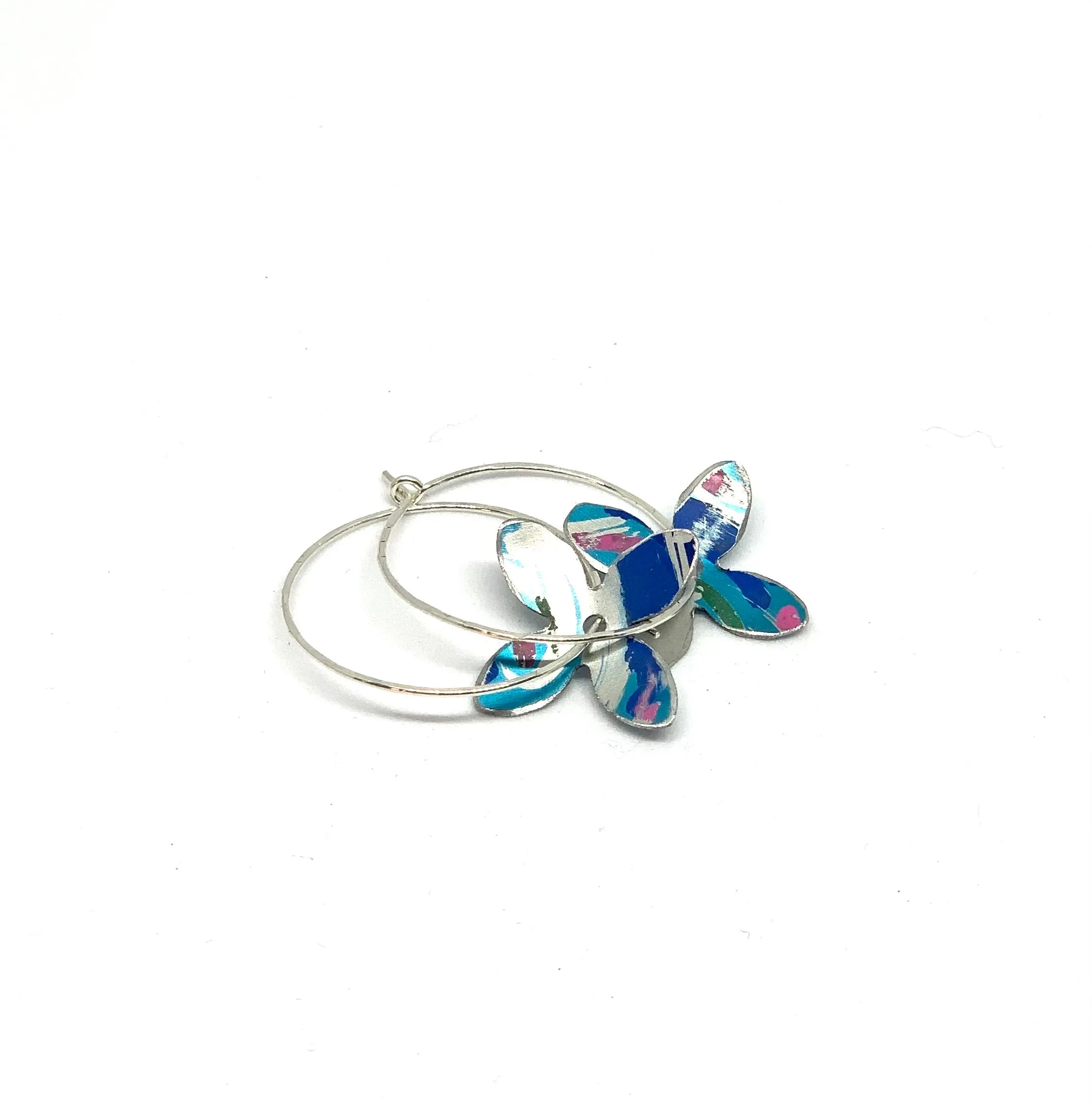 Floral sterling silver /Hoop Earrings