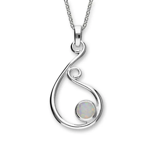 Flourish Silver Pendant SP292 White Opal