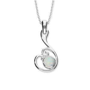 Flourish Silver Pendant SP293 White Opal