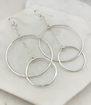 Forged sterling double linked hoop earrings