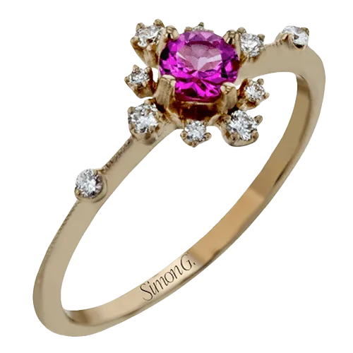 Garden Gemstone Ring In 18k Gold with Diamonds