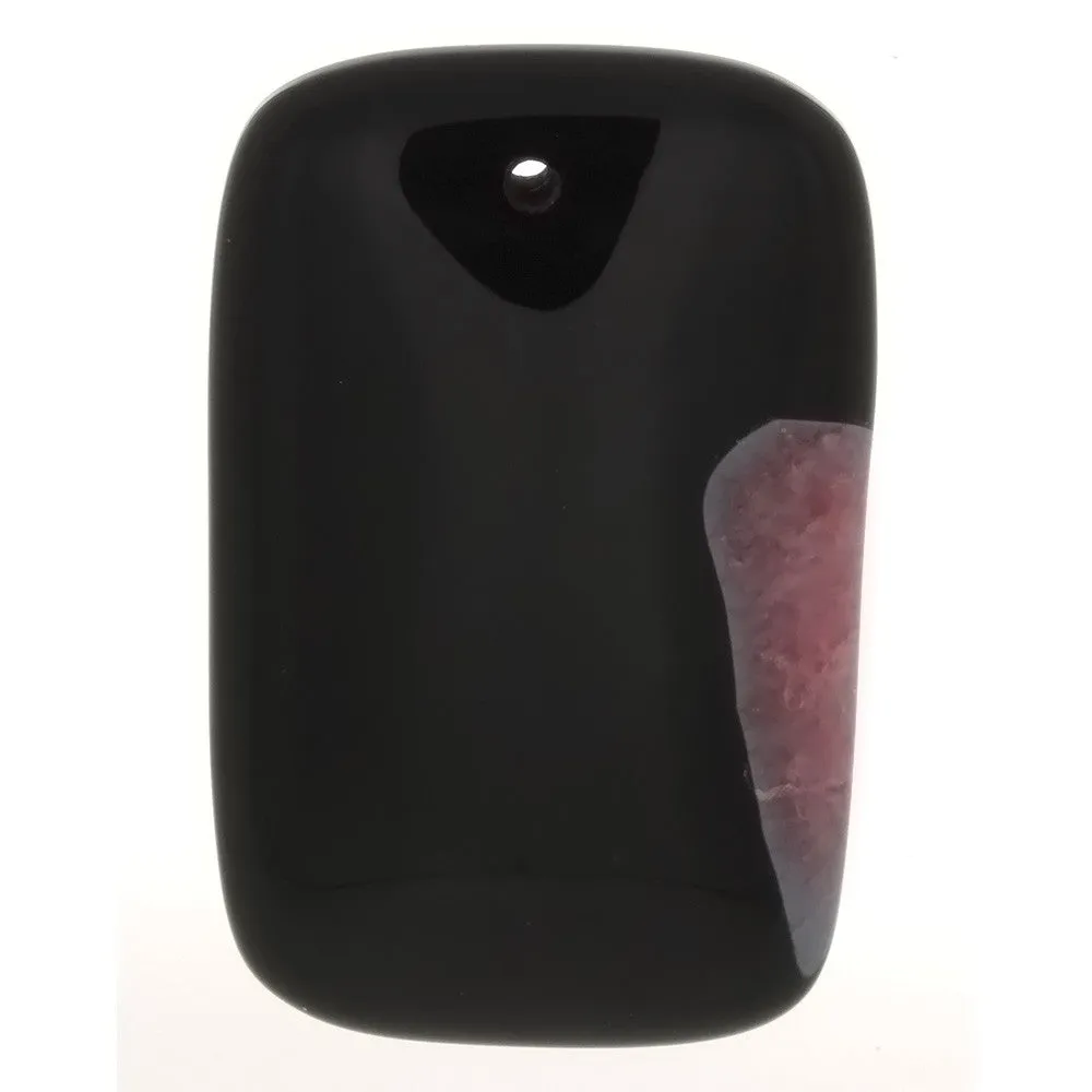 GEMSTONE AGATE BLACK DYED PINK RECTANGLE 35 X 55 MM PENDANT