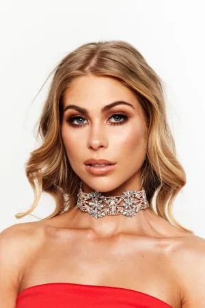 Glazori Ayla Crystal Statement Choker Gold