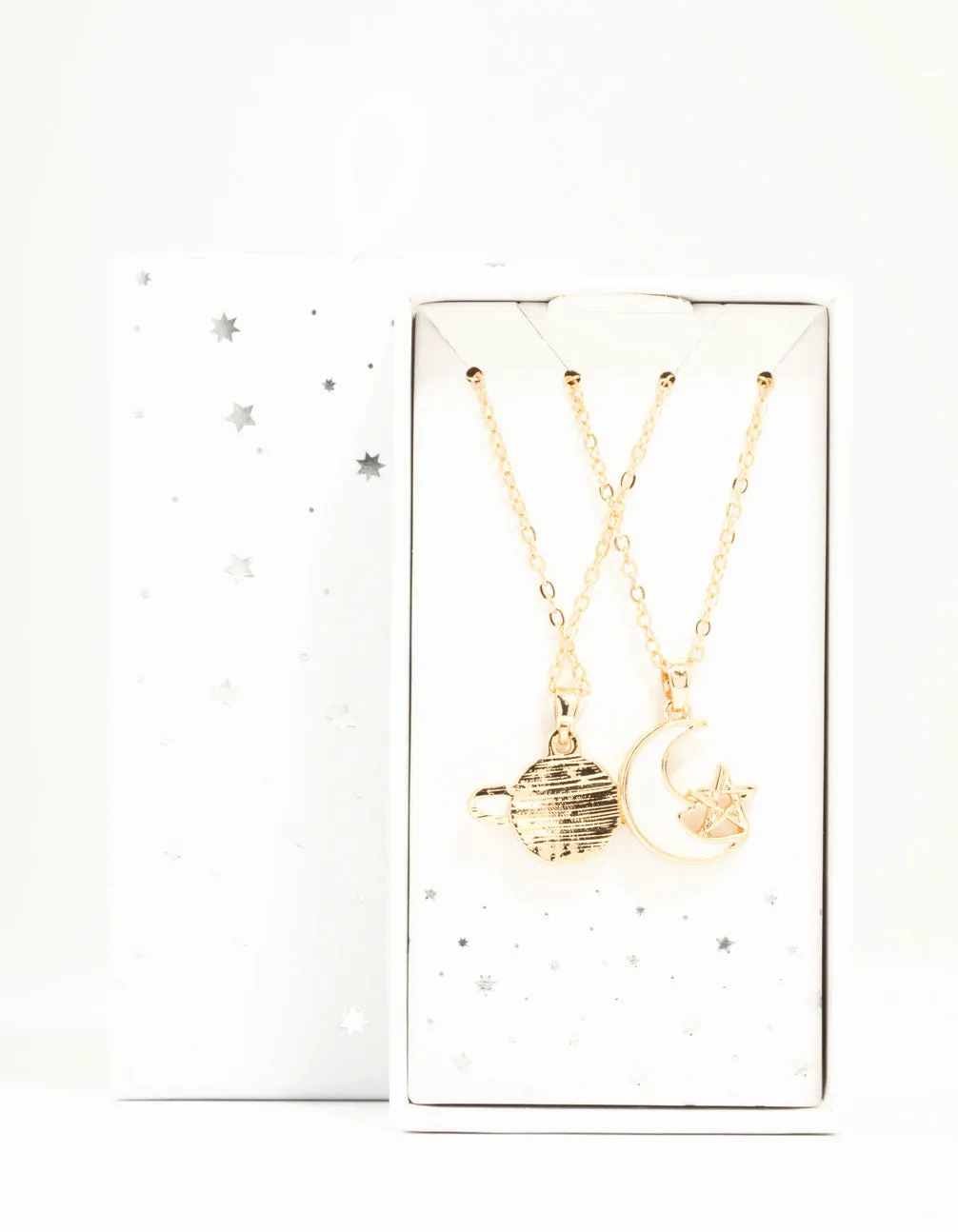 Gold Moon & Planet Necklaces 2-Pack