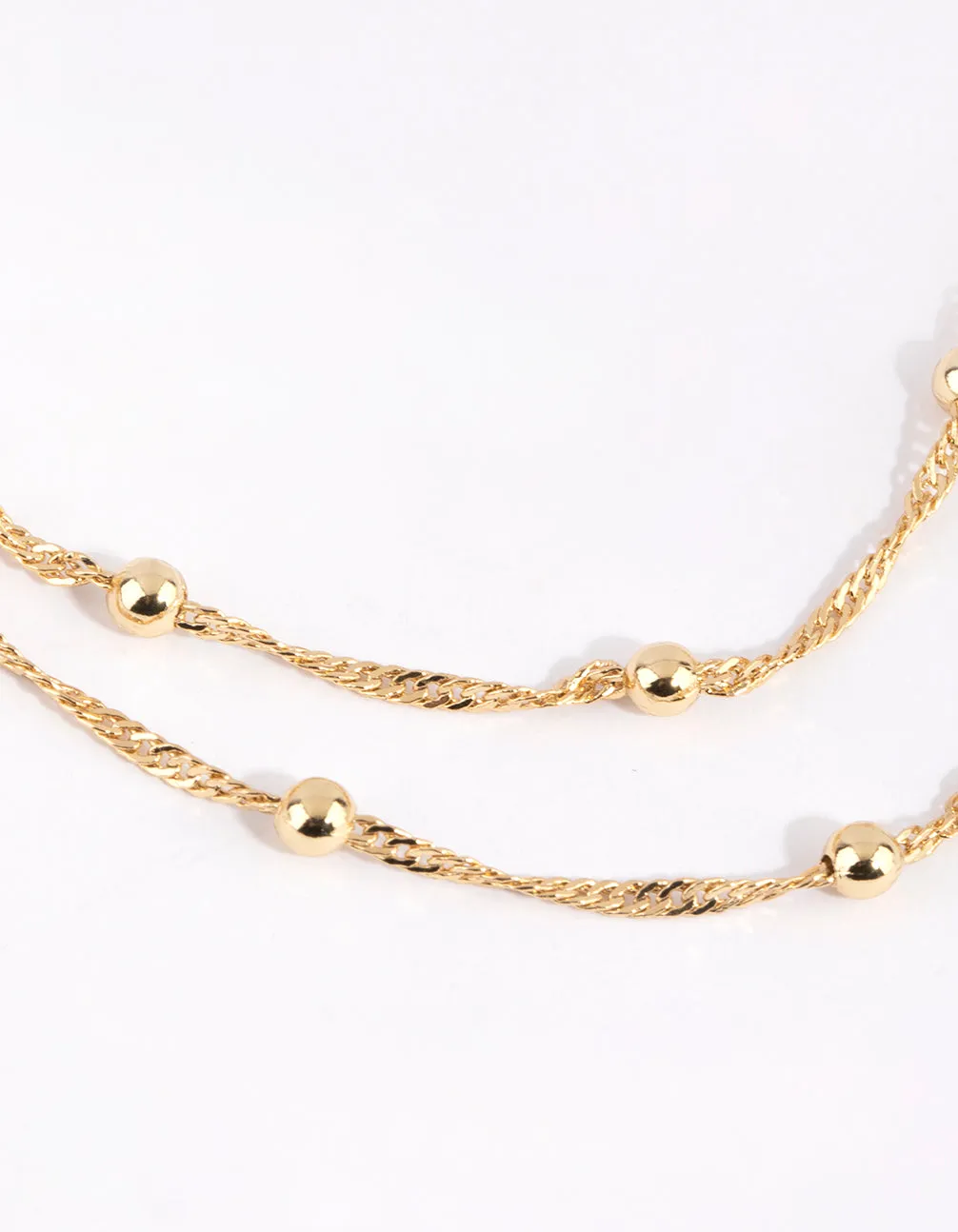 Gold Plated Ball & Twist Chain Necklace Set