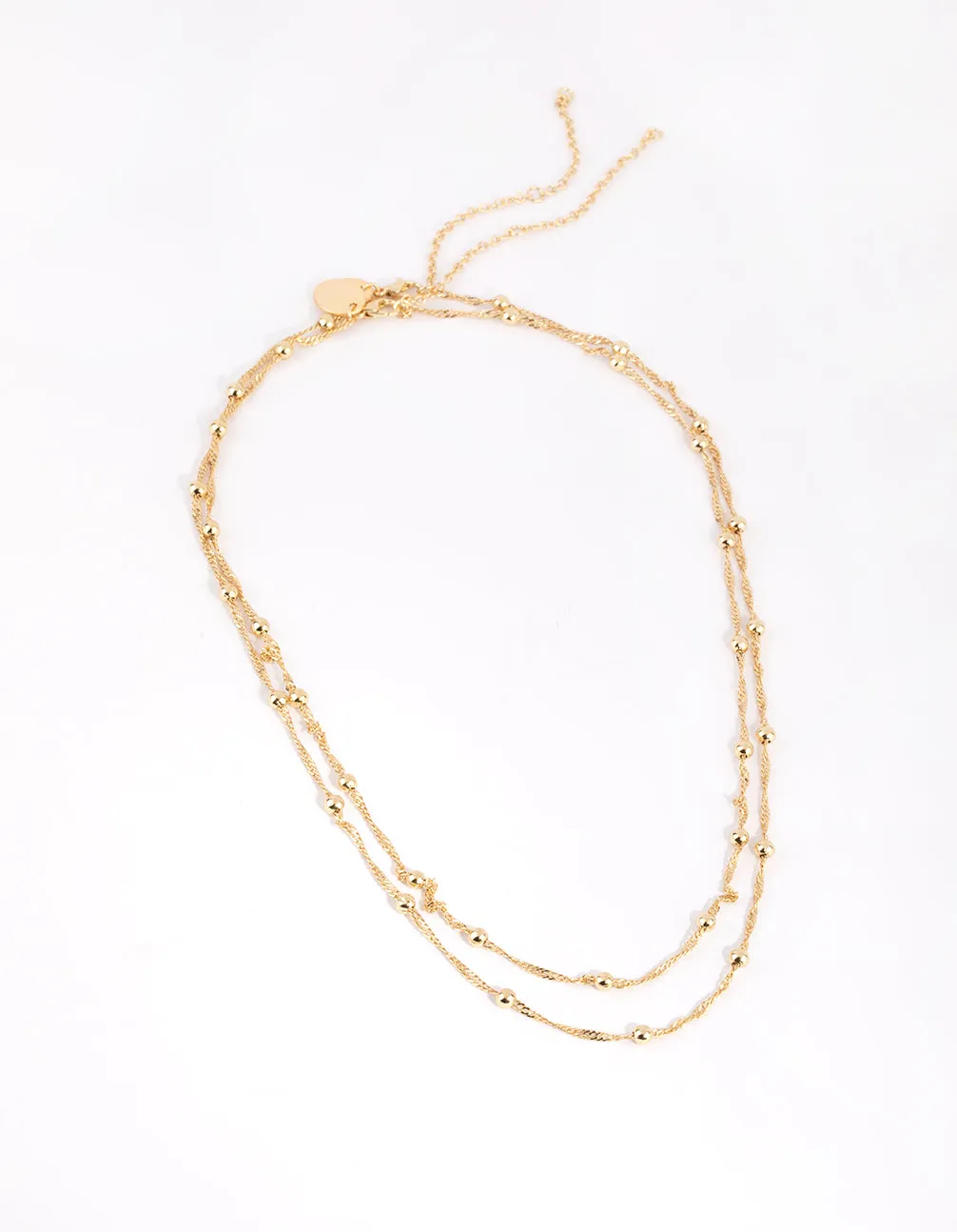 Gold Plated Ball & Twist Chain Necklace Set