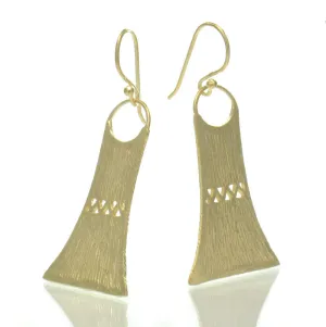 Gold Plated Over Sterling Silver Bamboo Hut Earrings